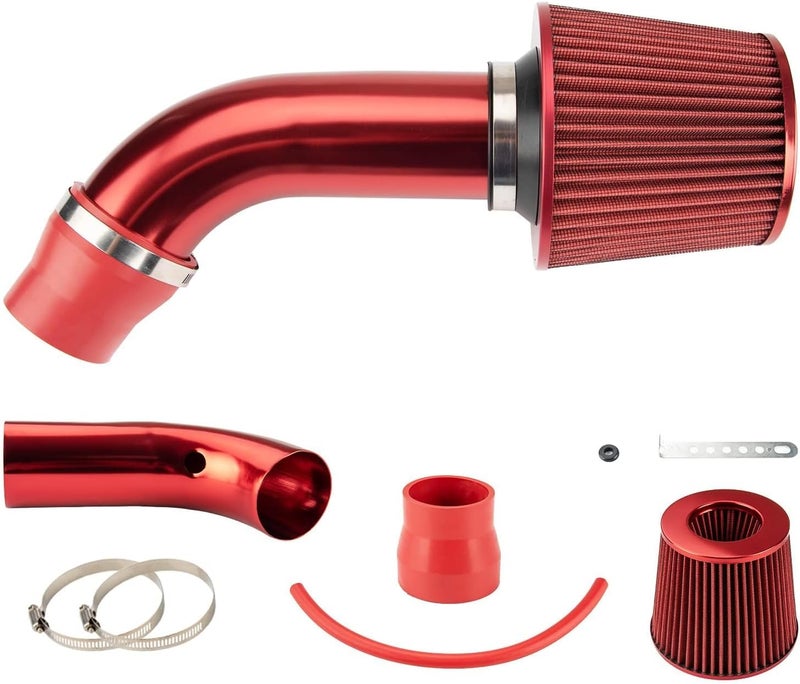 AUTOSITY Cold Air Intake Kit, Universal 3" Cold Air Intake, Upgraded Air Intake System Kit - Red - Image 1